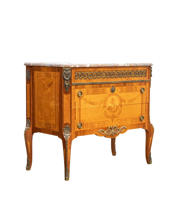 Flat Front Commode with Cherub Inlay