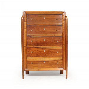 French Art Deco Tall Walnut Chest Of Drawers