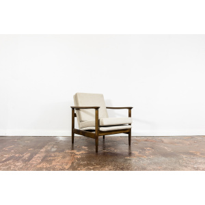 Mid Century Vintage Beige Lounge Chair Gfm 142 By Edmund Homa, 1960's