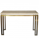 Vintage Console Concrete Fossil and Brass Table, 1970s