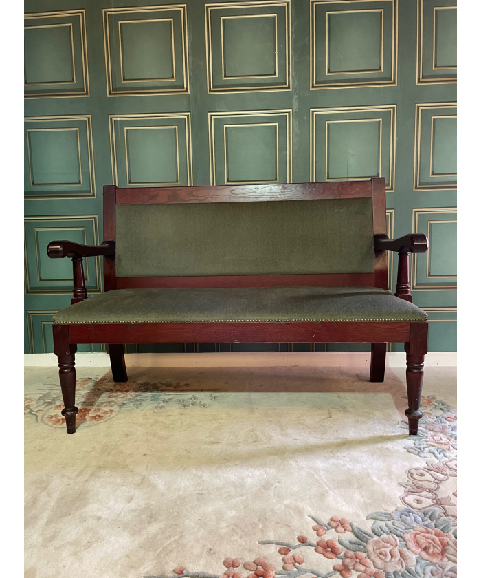 Reproduction bench/settle with green upholstery