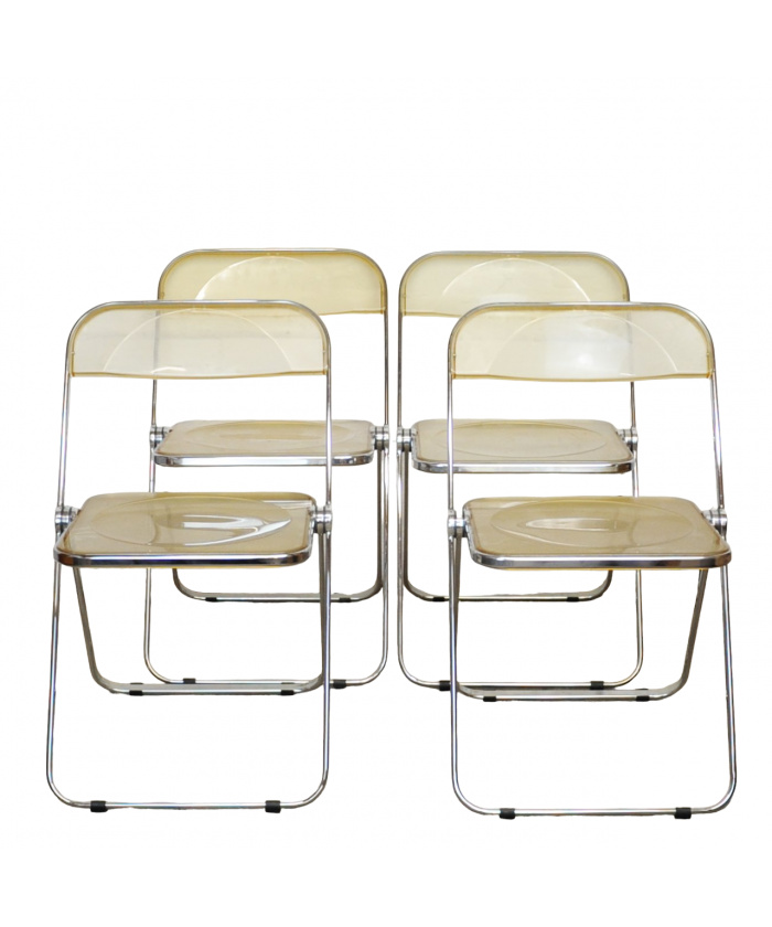 Italian Plia Folding Dining Chairs By Giancarlo Piretti For Castelli, 1970s, Set of 4