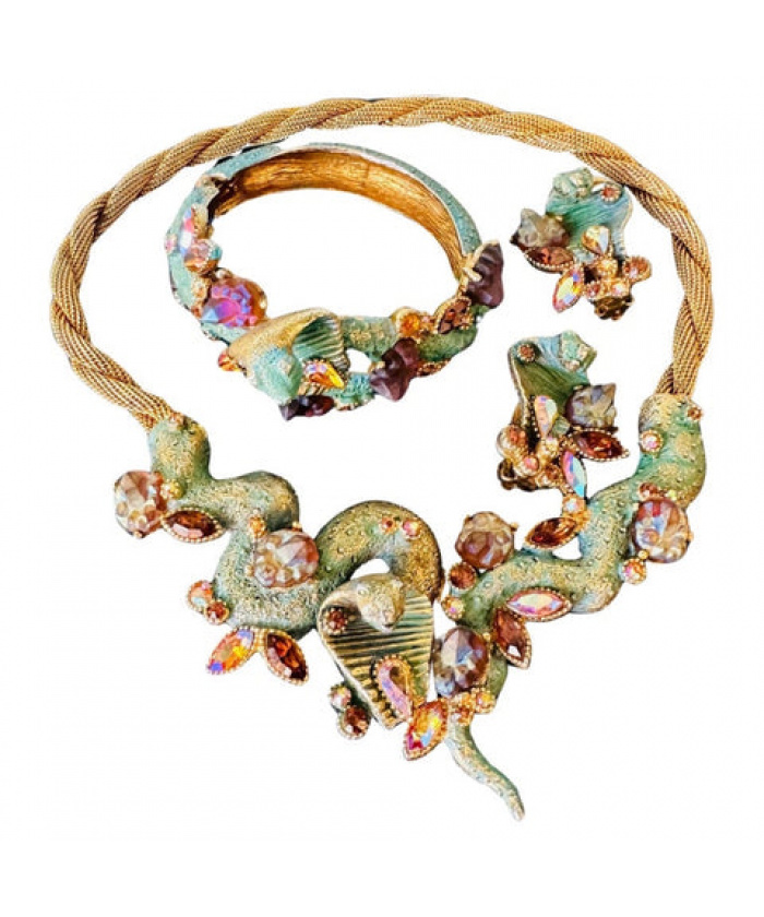 Stunning American Har Cobra Necklace Bracelet Earrings Jewellery Set, Circa 1959