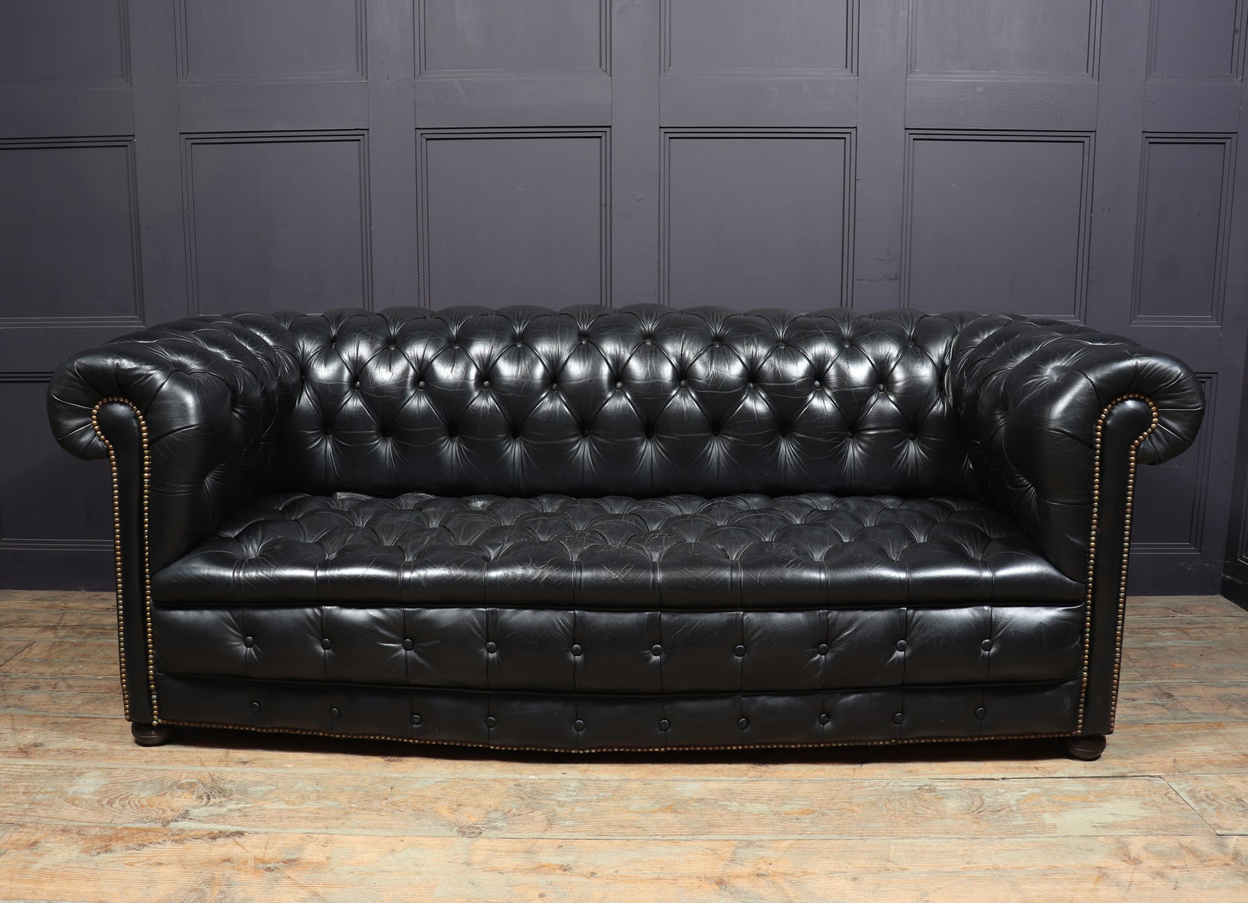 Vintage Black Leather Chesterfield Sofa Hunt