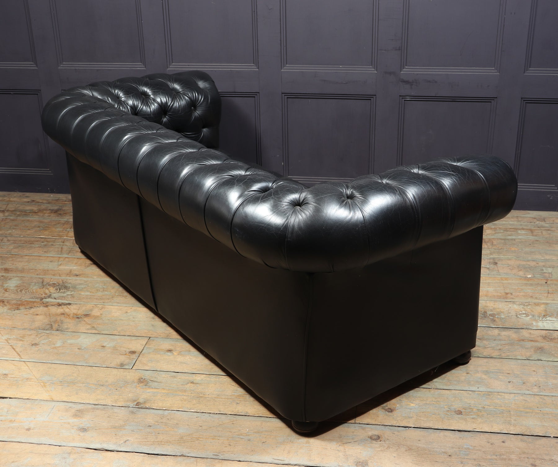 Vintage Black Leather Chesterfield Sofa Hunt