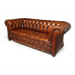 Vintage Leather Buttoned Chesterfield Sofa, 1960s