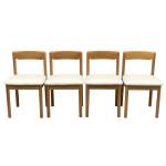 1970's Beech Dining Chairs With Cream Leatherette Upholstery