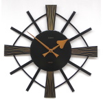 Lovely Large Brutalist Sunburst Style Decorative Wall Clock. Fully Guaranteed