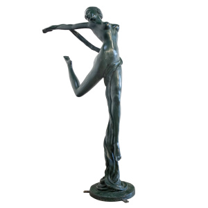 Art Deco Style Bronze Garden Figure of Lady