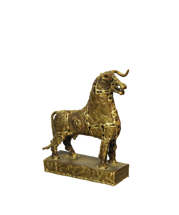 Brass Bull Sculpture By Pal Kepenyes, 1970s