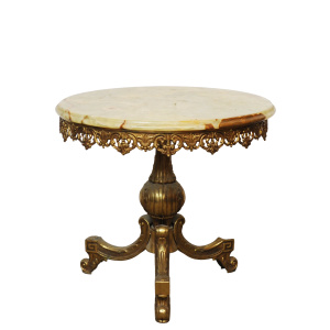 Decorative Gilt Brass & Round Marble Top Side Table, 1970s