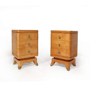 French Art Deco Bedside Chests In Sycamore