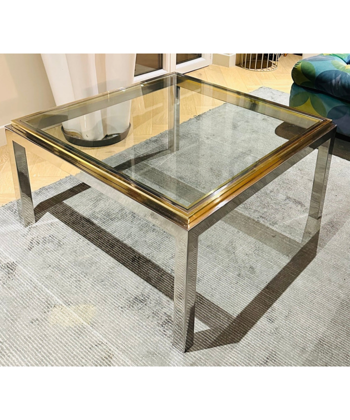 Jean Charles Brass & Chrome Coffee Table, 1970s