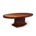 Lovely Art Deco Oval Dining Table In Burr Maple & Mahogany