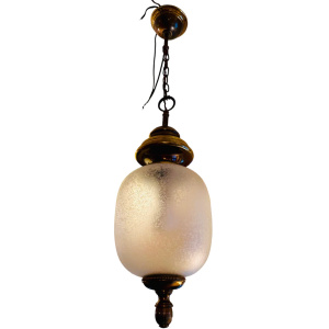Vintage Brass & Glass Pendant Lamp By Gaetano Sciolari, 1960s
