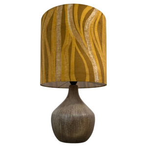 Vintage Earthenware Table Lamp With Original Shade, 1970s
