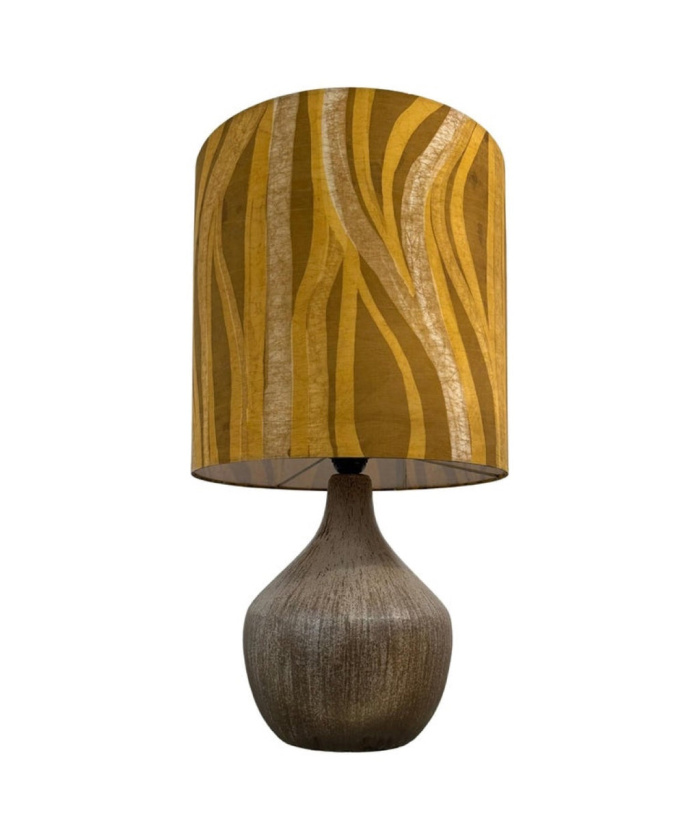 Vintage Earthenware Table Lamp With Original Shade, 1970s