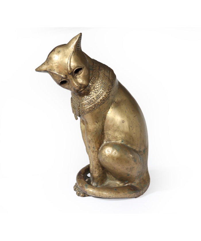 Rare Art Deco Bronze Egyptian Cat Goddess Bastet Sculpture
