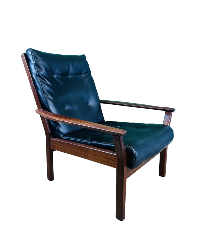 RetroVintage Mid Century Teak Danish Style Arm Chair