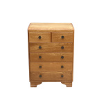 Small, Art Deco, Solid Wood Chest Of Drawers