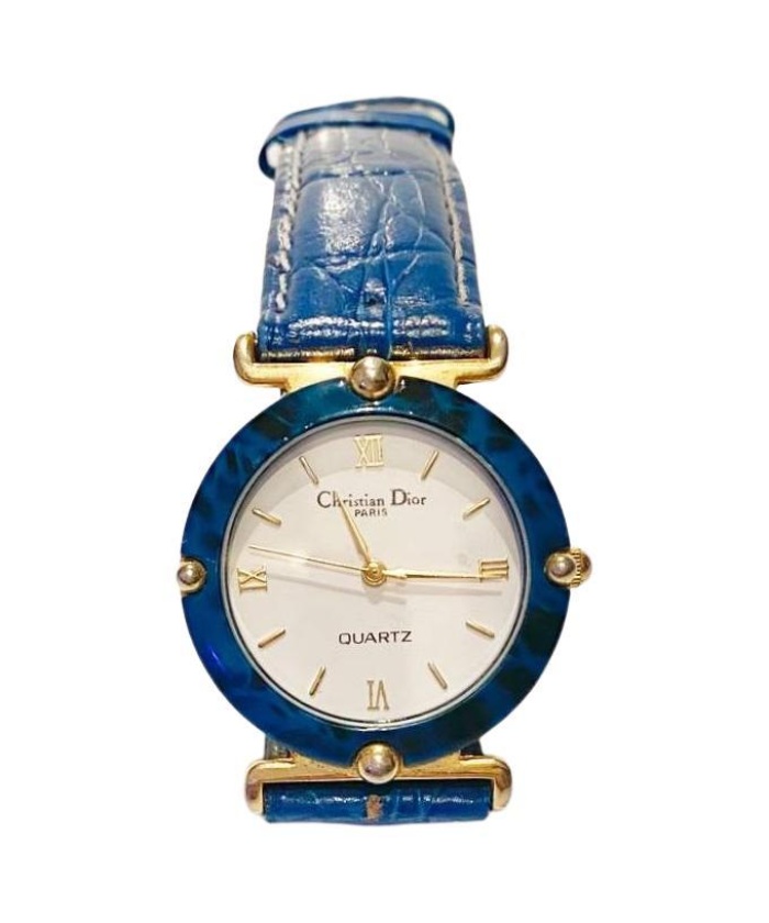 1980s Christian Dior Blue Stone Dial Quartz Watch