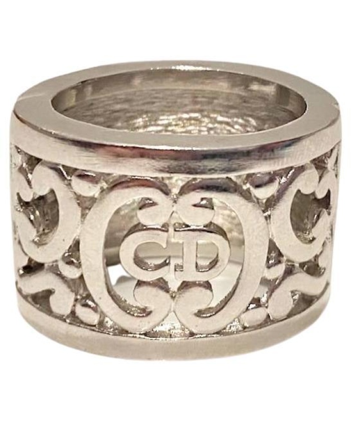 1980s Christian Dior Scarf Rhodium Plated Art Nouveau Design Ring