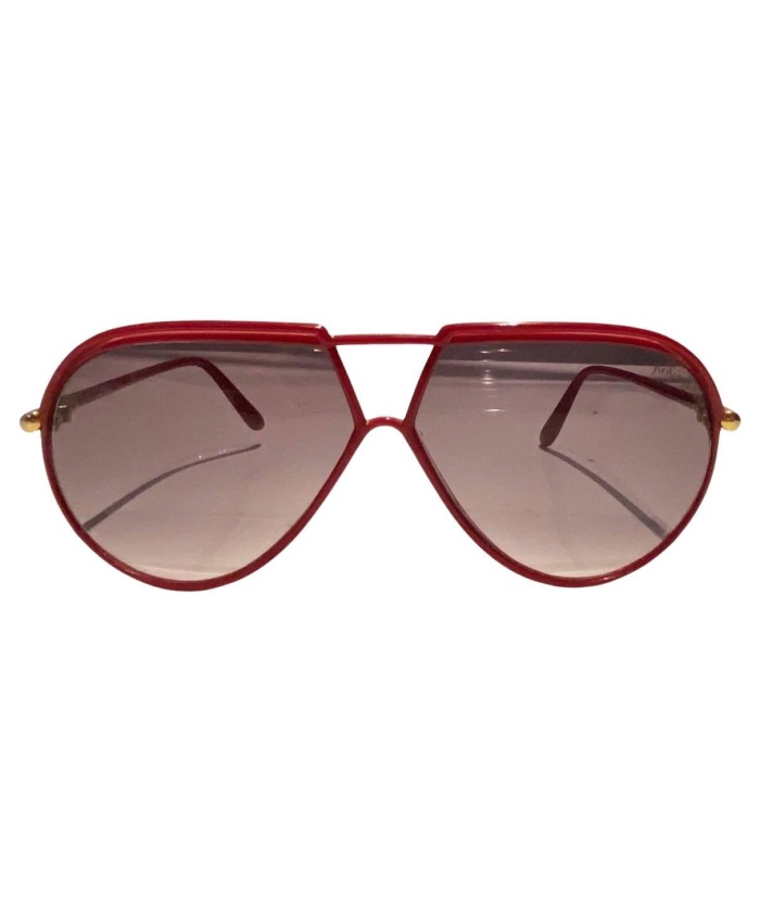 1980s Yves Saint Laurent Red Teardrop with Gradient Lenses Sunglasses