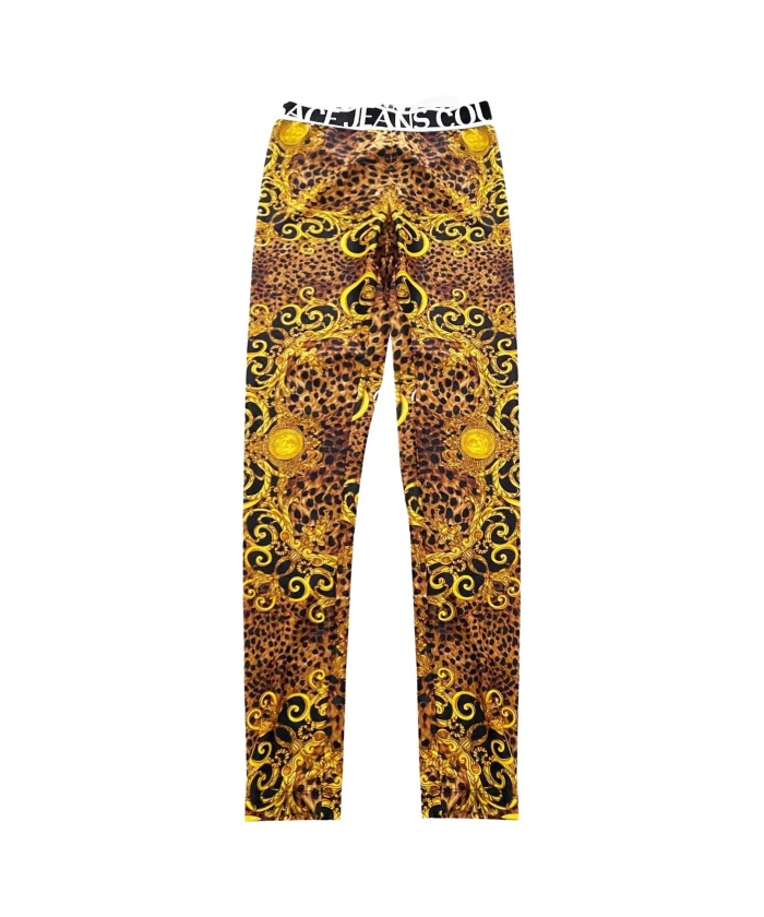 1990s Versace Jeans Couture Baroque Print Stretch - Jersey Leggings
