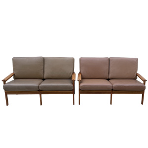 A pair of Mid century Danish, Two-seater sofas designed by Illum Wikkelso for Niels Eilerson