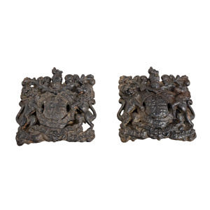 Cast Iron Matched Pair Royal Coat of Arms