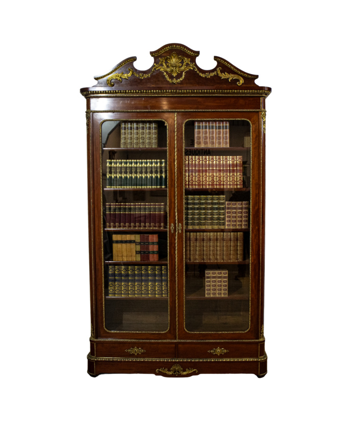 French Napoleon III Glazed Ormolu Bookcase