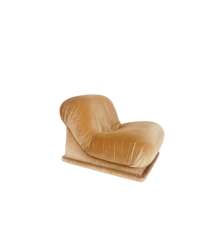 Italian Velvet Slipper Chair 80s
