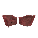 Pair of Gio Ponti Mid-Century Modern Velvet Armchairs for Casa e Giardino, 1950s