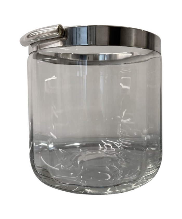 Vintage Christofle 'Fleuron' Silver & Crystal Ice Bucket, 1950s