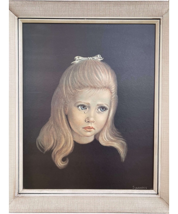 1960s Irene Spencer “Teardrop” Crying Girl Framed Print