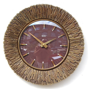 Excellent Sunburst Style Vintage Wall Clock, 1960s