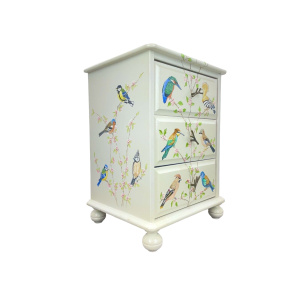 A Hand Painted Bedside Chest of Drawers with British Birds, By Aileen Carash
