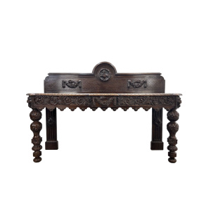 A Large Elizabethan Revival, Lion Mask Carved Console / Serving Table