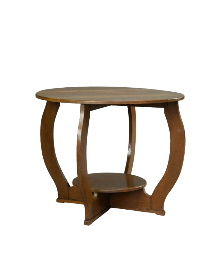 Deco Oak Two Tier Round Centre Occasional Side Table
