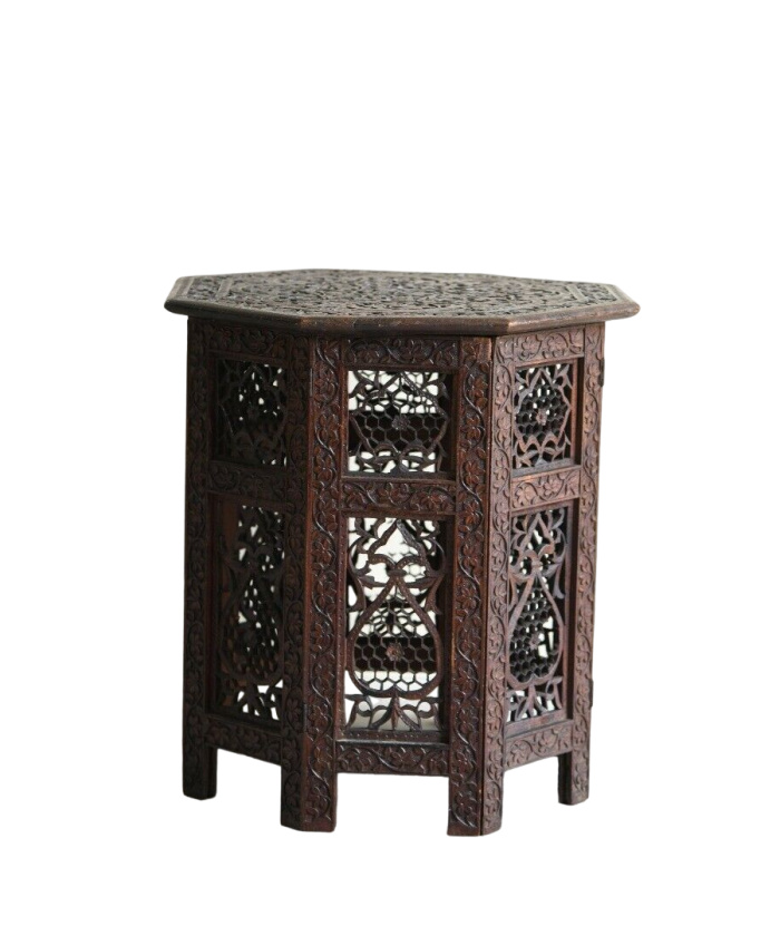 Eastern Carved Side Occasional End Table