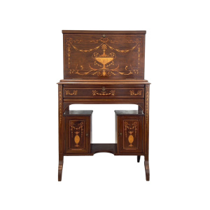 Edwardian, Campaign Style and Inlaid Travelling Writing Desk