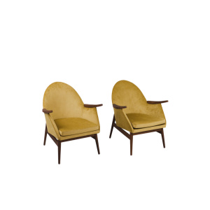Glam Velvet Clamshell Armchairs, 60's