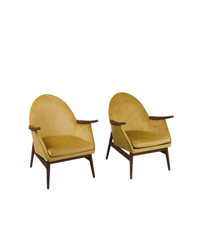 Glam Velvet Clamshell Armchairs, 60's