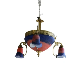 Jean Noverdy Style French Art Nouveau Chandelier Ceiling Light