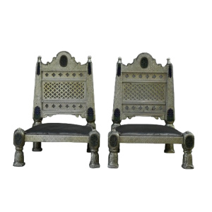 Pair Vintage Eastern Metal Clad Pidha Chairs