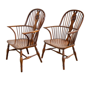 Pair of 19th Century Yew & Elm Windsor Chairs