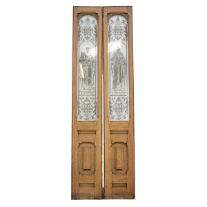 Pair of Etched Glass Door or Window Panels
