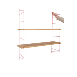 Powder Pink Shelving System with 2 Oak Shelves, 60’s