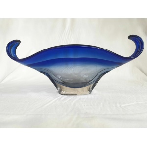 Rare Vintage Murano Glass Large Royal Blue Wing CentrepieceBowl
