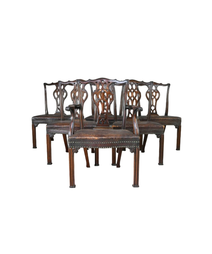 Set 6 Chippendale Revival Dining Chairs